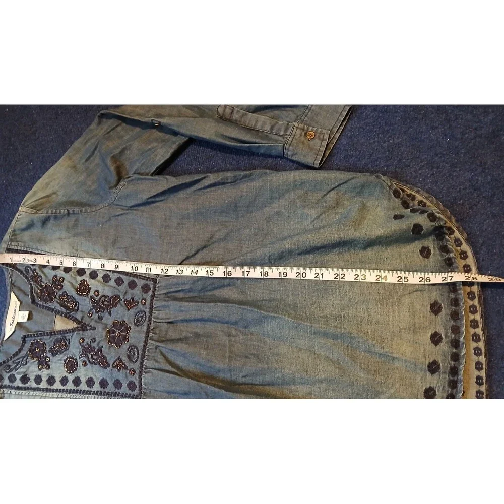 Tantrums Jean Beaded Embroidered Long Sleeve Blouse Small - Picture 11 of 11